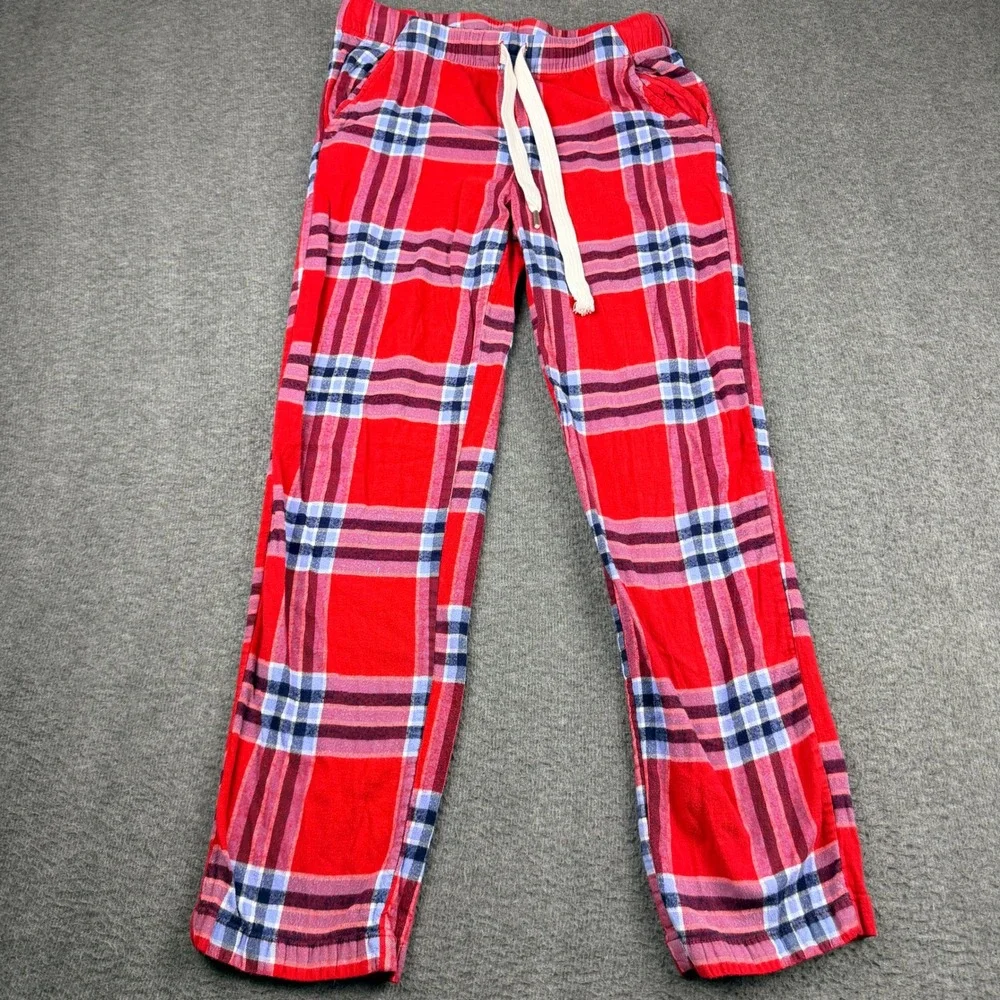 Aerie Red Plaid Pajama Pants Women's S Small Drawstring Lounge Sleepwear Pockets